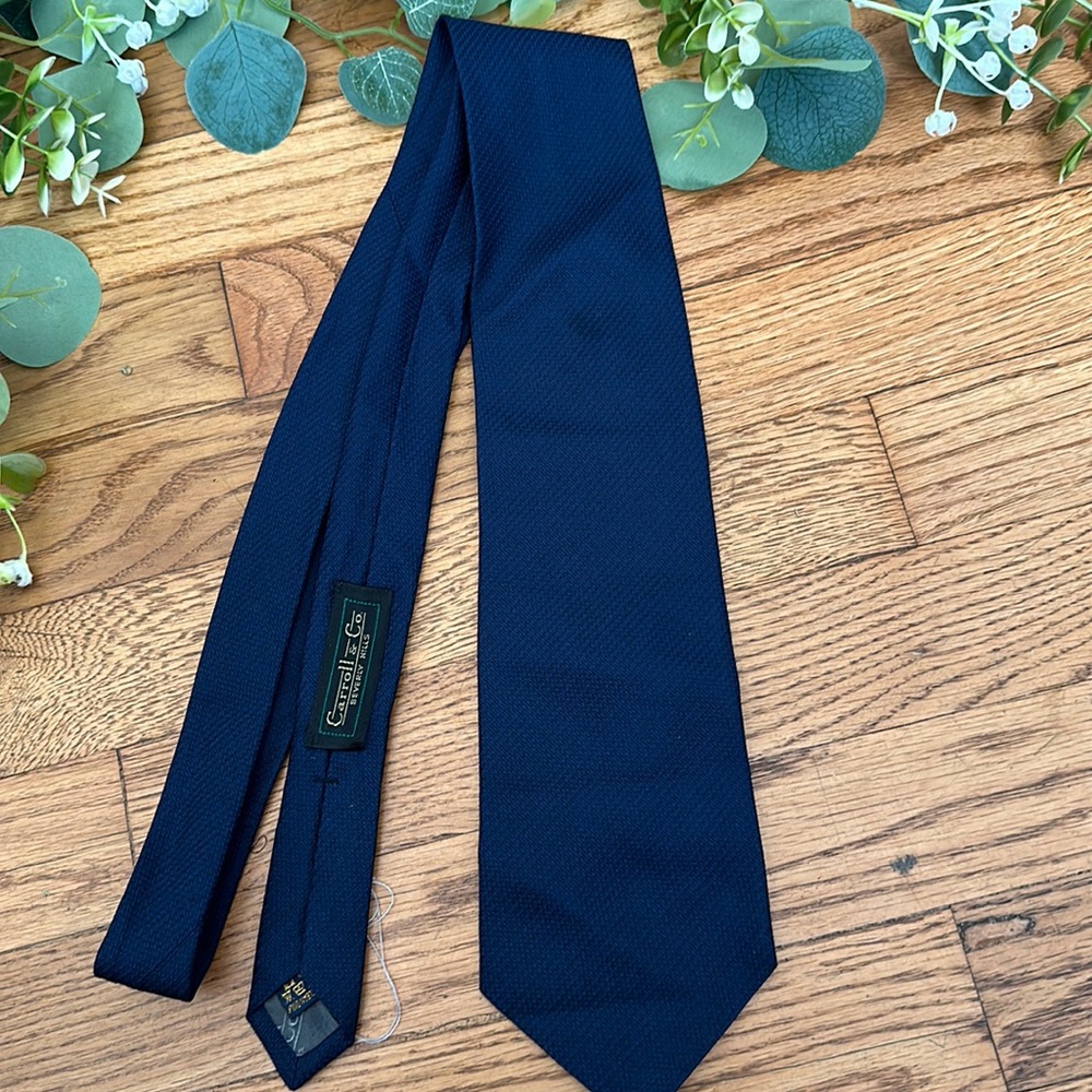 Vintage Carroll  & Co Beverly Hills navy blue tie - small stain